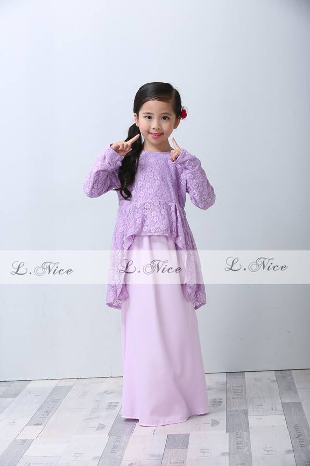 Elegance Peplum Lace Kurung (LNICE) SIZE 2 3 4 5 10Y Lace Purple 1
